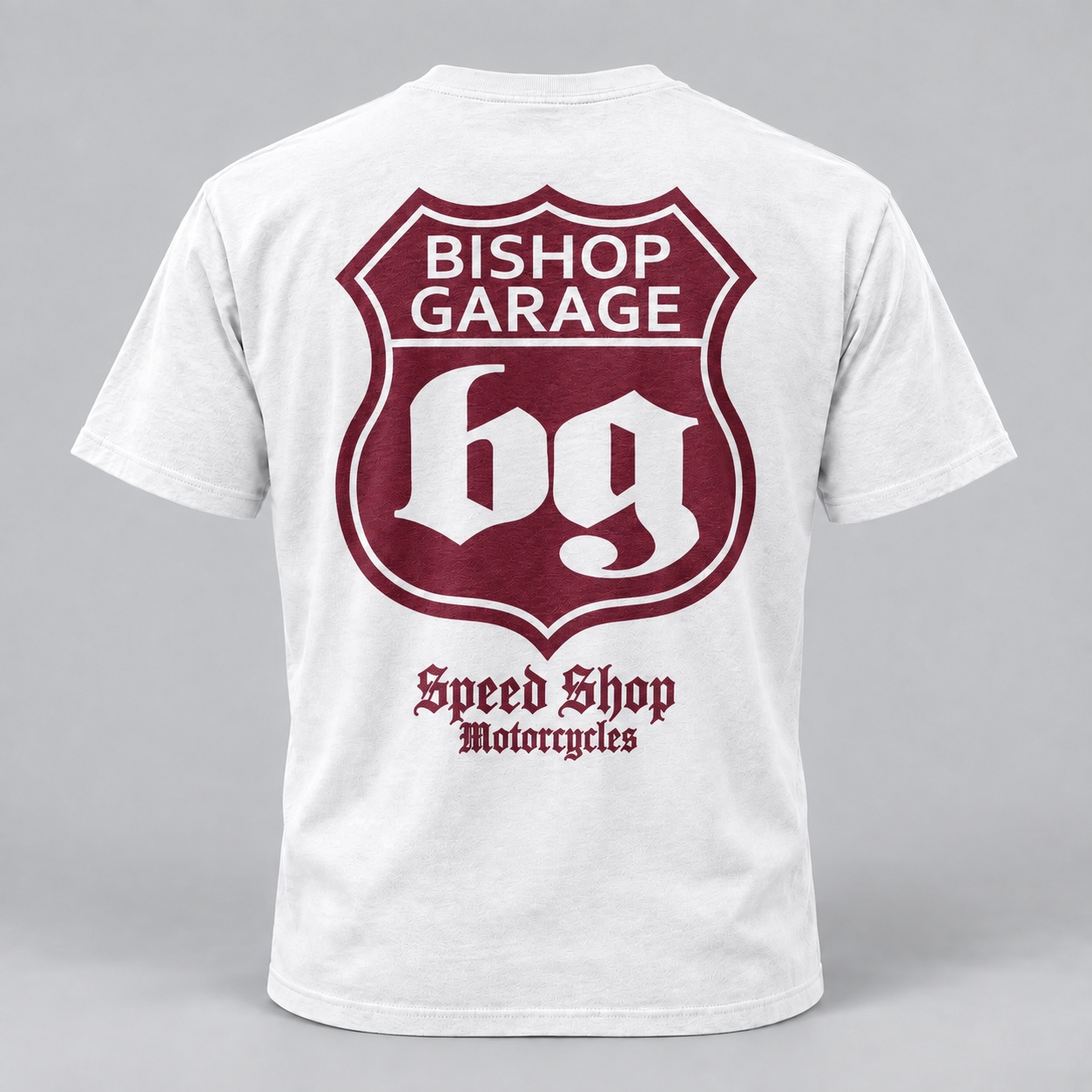 - Speed Shop Motorcycles white T-shirt large back print